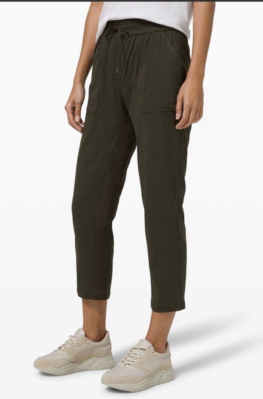 Lululemon Beyond the Studio Crop Size 4 Color: Dark Olive *Issue Back Right Leg